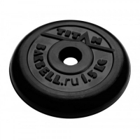 Блин обрезиненый чёрный D=26,  1,5 кг TITAN Barbell - Спортик - магазин велосипедов и спортивного инвентаря