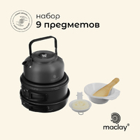 Набор туристической посуды maclay чайник, кастрюля, сковорода, 3 чашки, черпак, лопатка, губка - Спортик - магазин велосипедов и спортивных товаров