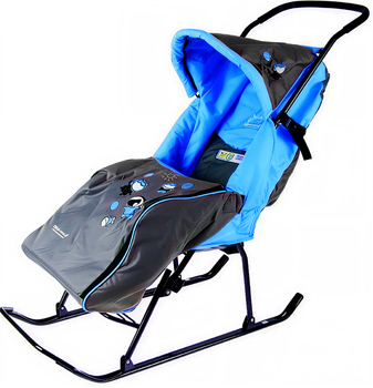 Санки коляска детские Тяни Толкай голубые - Спортик - магазин велосипедов и спортивных товаров