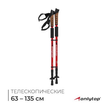 Палки для скандинавской ходьбы ONLYTOP, телескопические, 3 секции, до 135 см, 2 шт - Спортик - магазин велосипедов и спортивных товаров